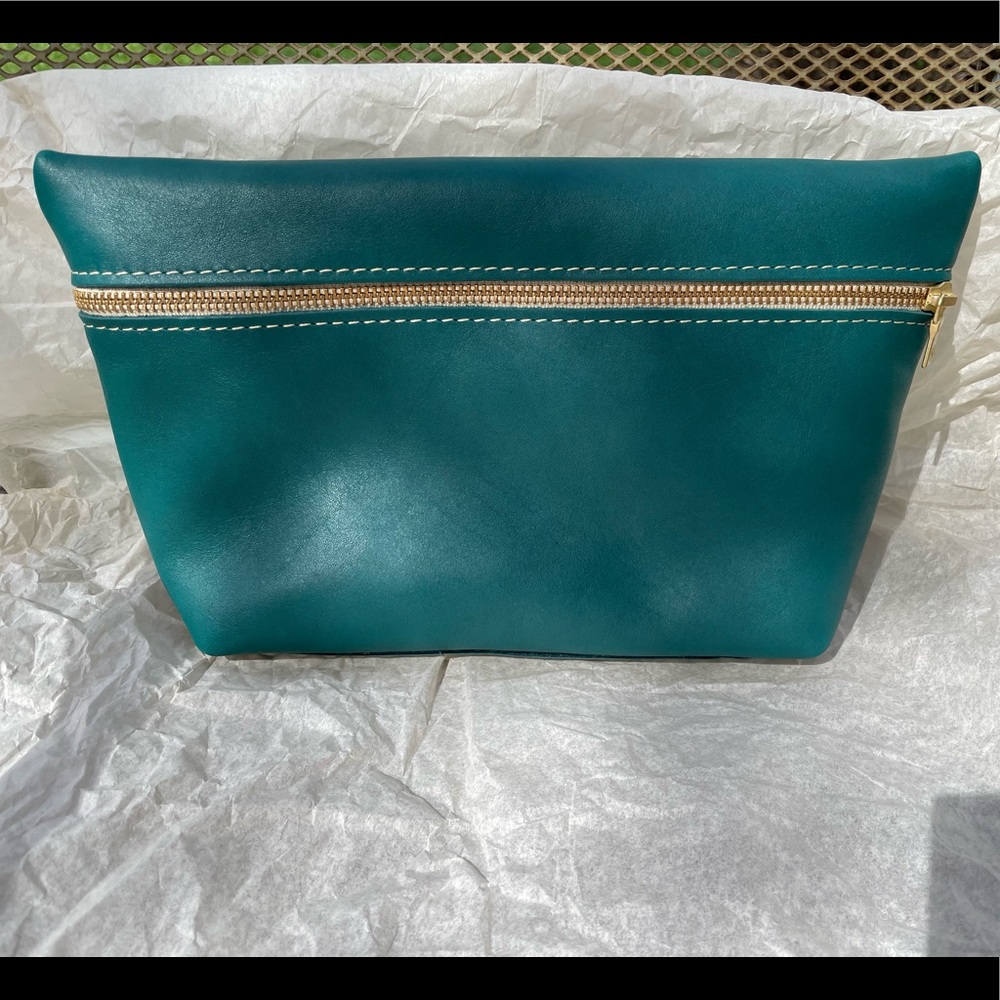Portland Leather Goods Extra Large Peacock Makeup Bag NWOT